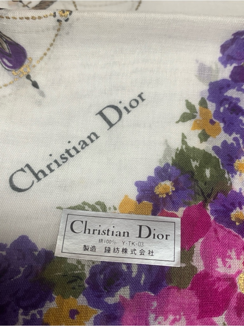 Dior Floral Handkerchief in Red, Purple, Pink and White